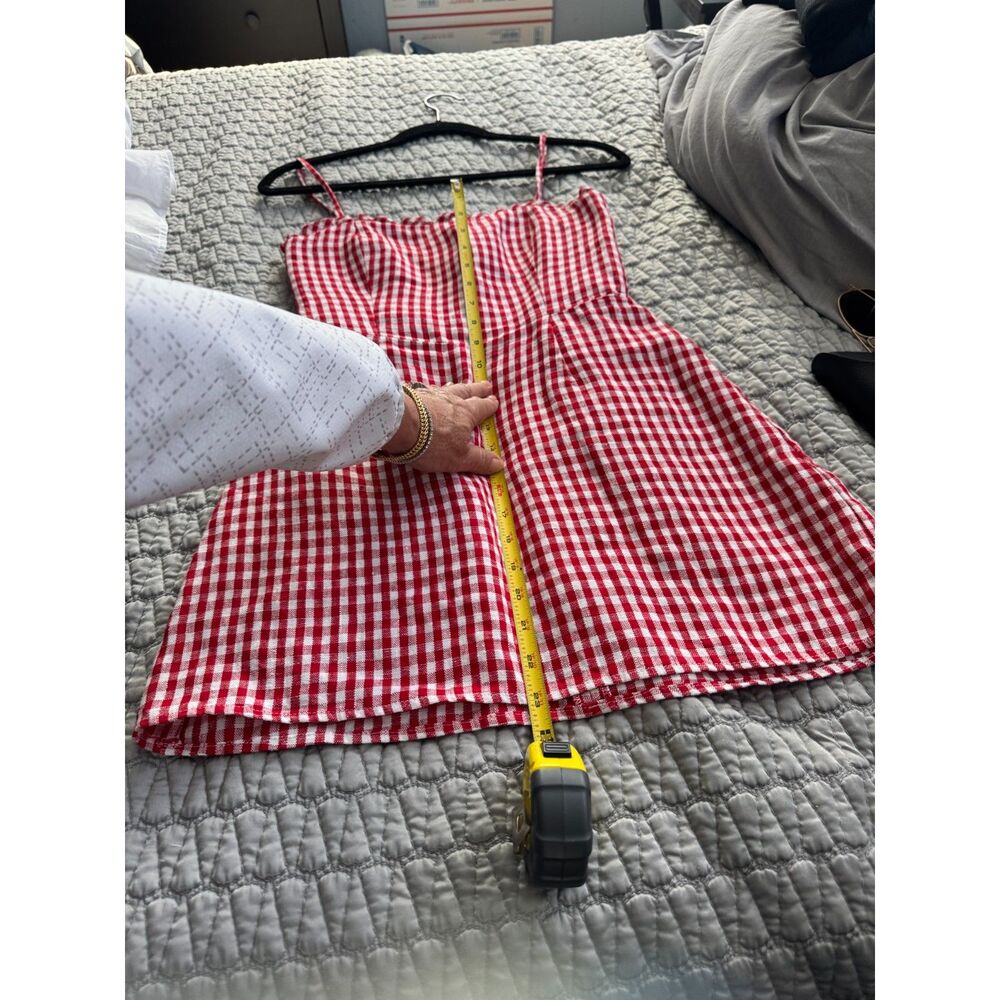 Reformation red gingham Ava mini dress size 2 - Picture 10 of 12